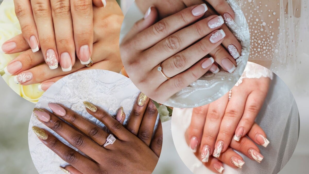 unhas minimalistas vs. unhas com pedrarias para casamento civil