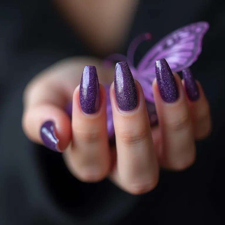 unhas borboleta e glitter degradê
