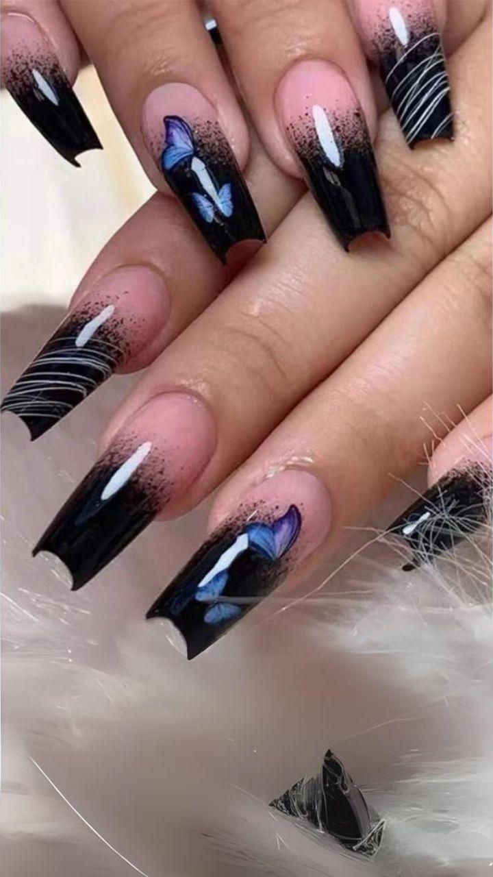 unhas bailarina borboleta glitter