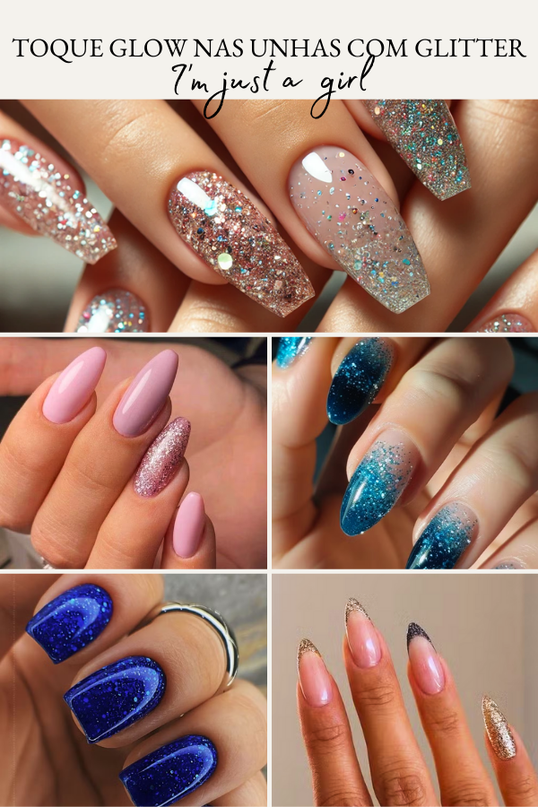 unhas com glitter vs unhas metalizadas qual escolher