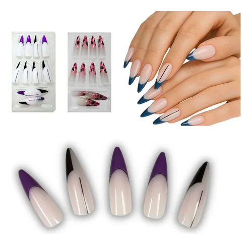 unhas stiletto com pedrarias