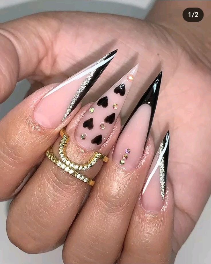 unhas stiletto ombré