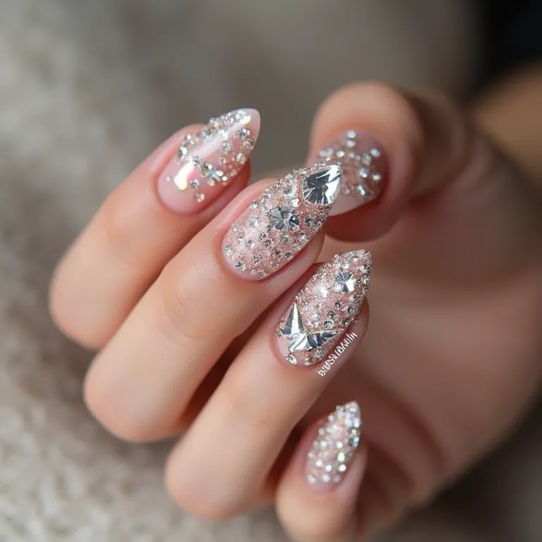 unhas stiletto abstratas