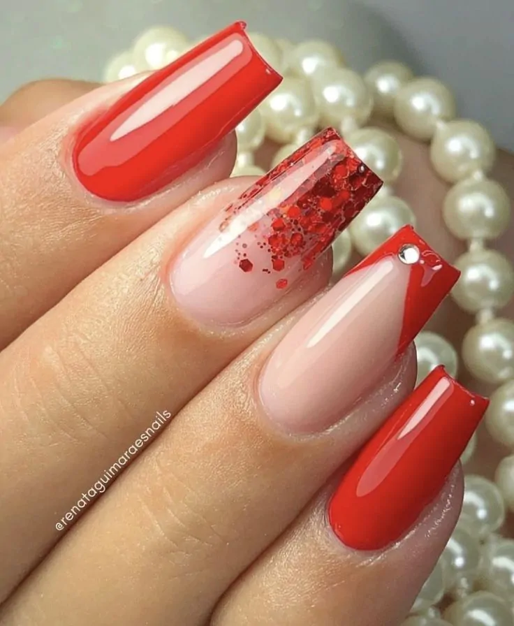 ideias de unhas em gel vermelhas