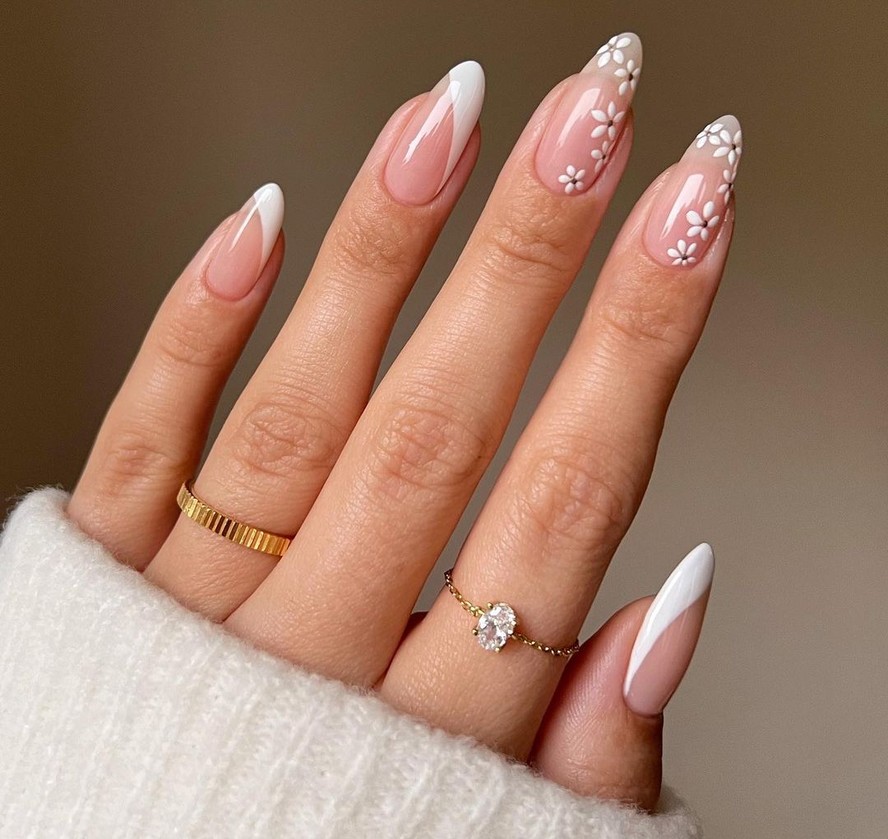 unhas francesinha ou baby boomer para noivas