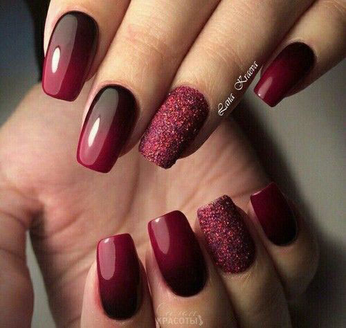 como fazer unhas vermelhas com glitter encapsulado