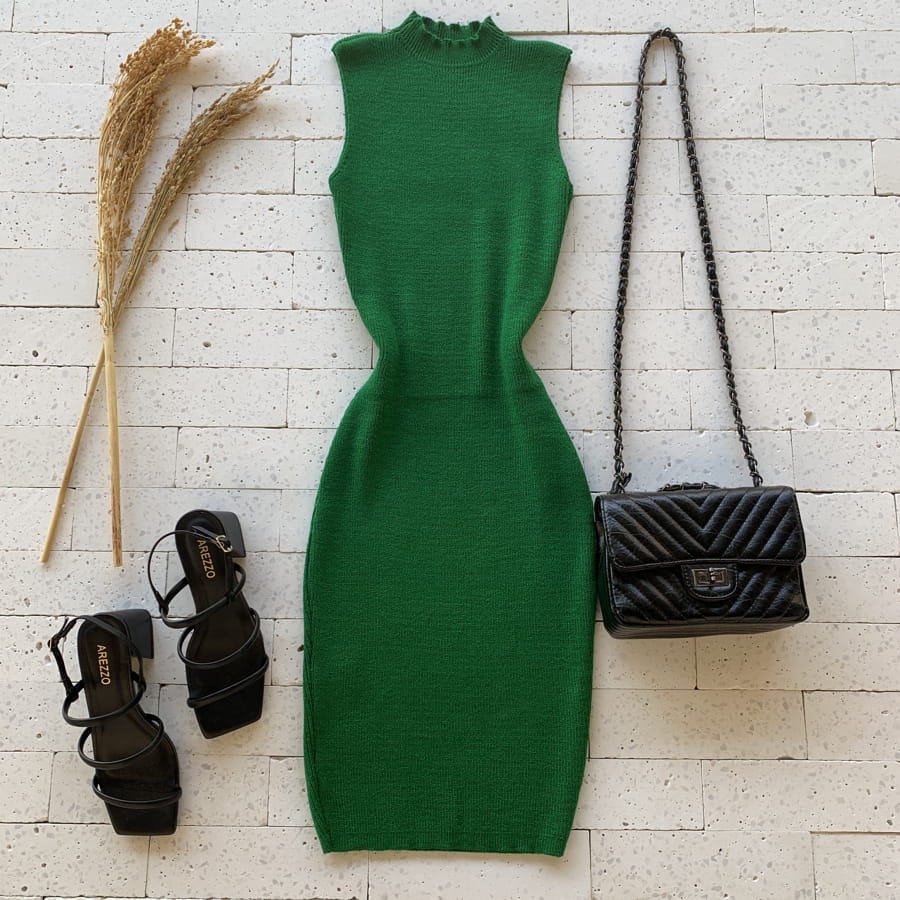 vestido canelado midi com blazer