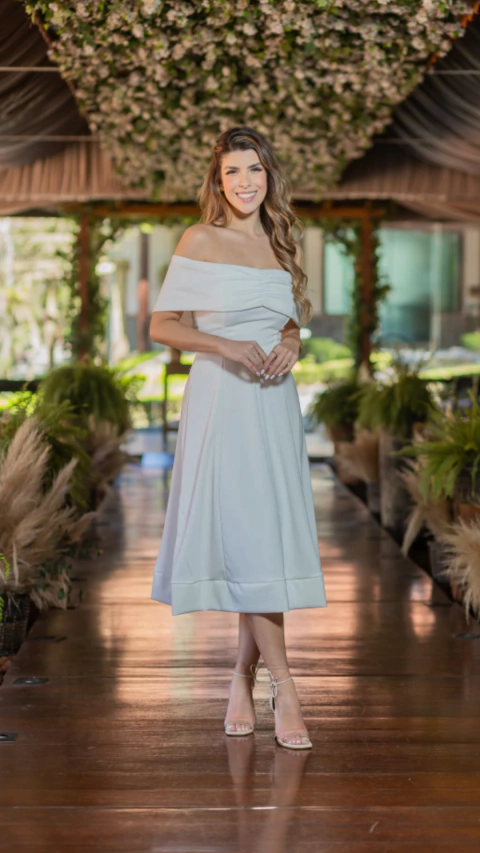 vestido midi para casamento civil