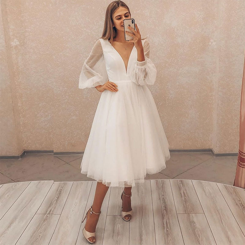 vestido midi para casamento civil
