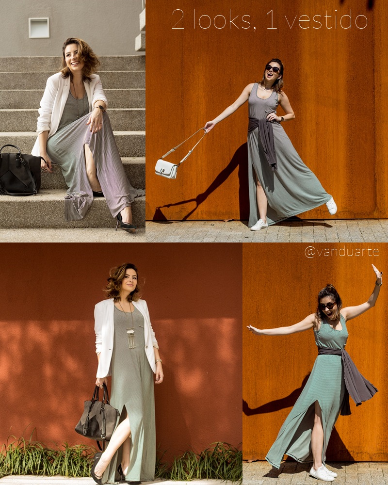 vestido longo com sandália de salto