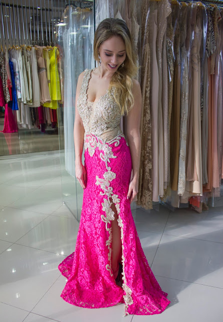 vestido de festa pink