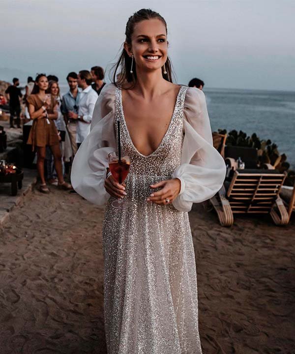 vestido de noiva boho com pedrarias
