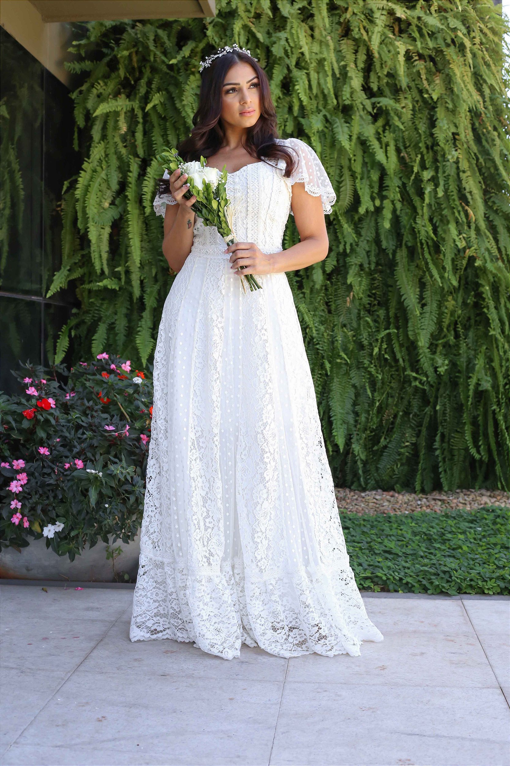 vestido de noiva boho com fenda