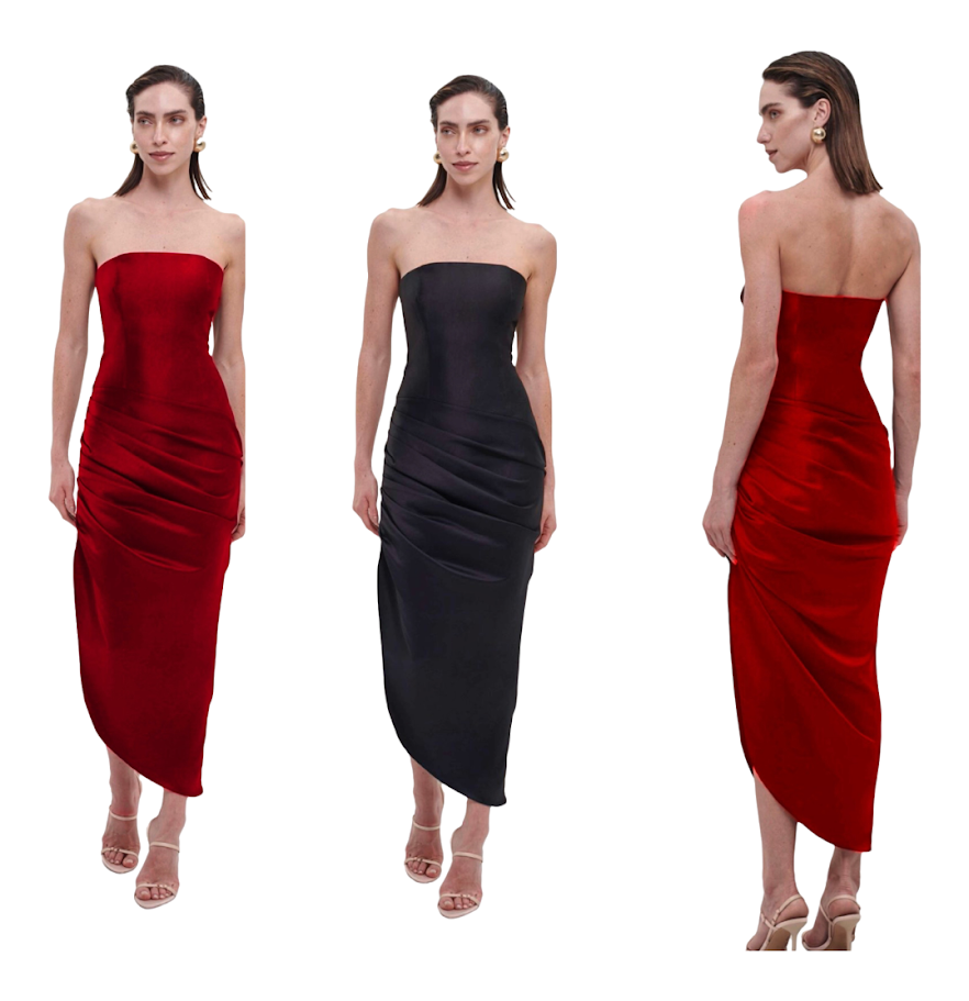 vestido com drapeado lateral