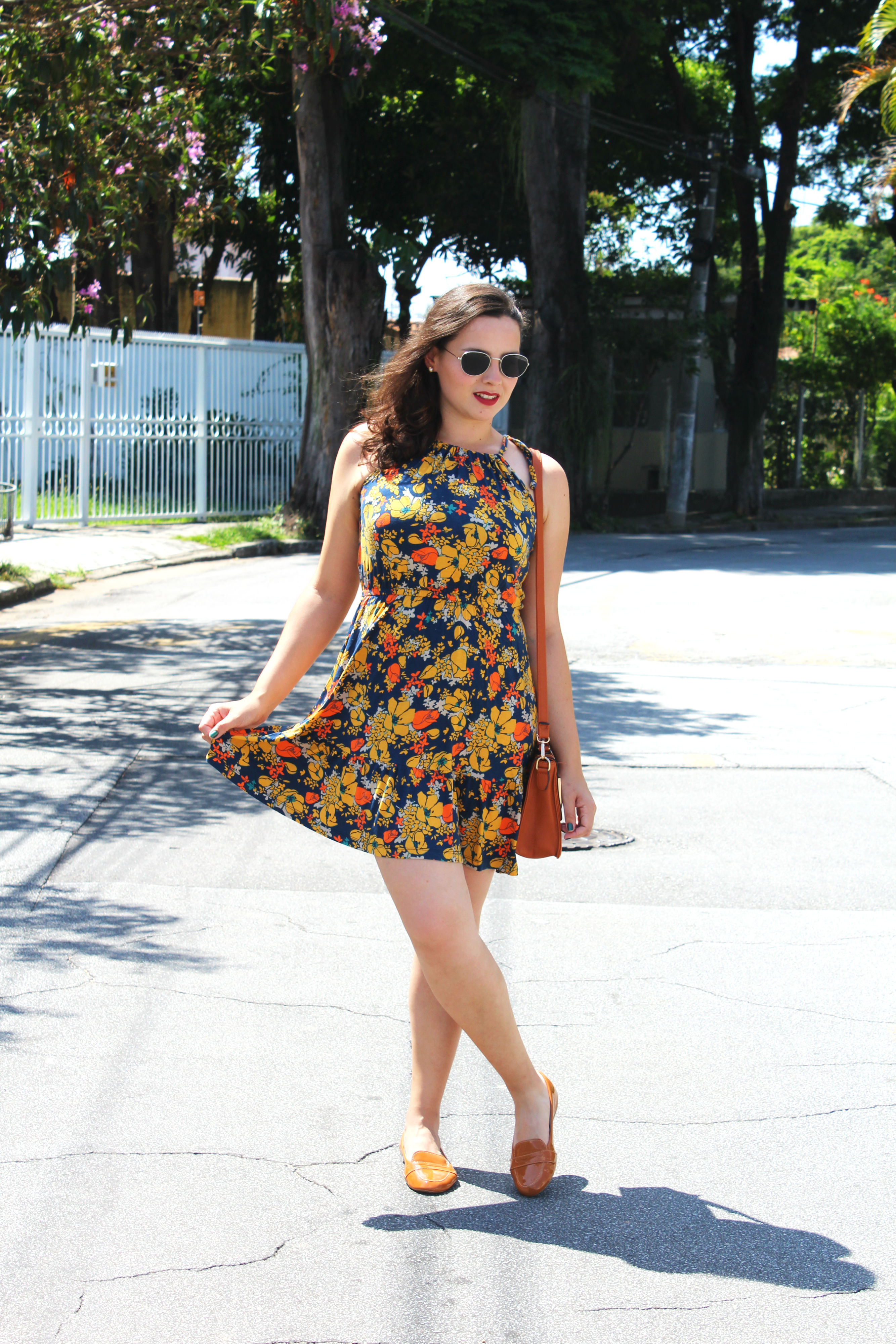 vestido estampado longo