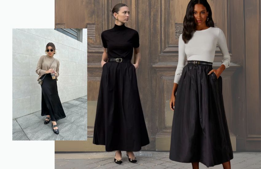 vestido evasê preto