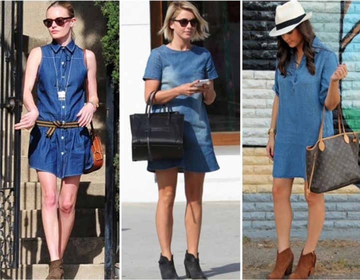 vestido jeans curto com zíper