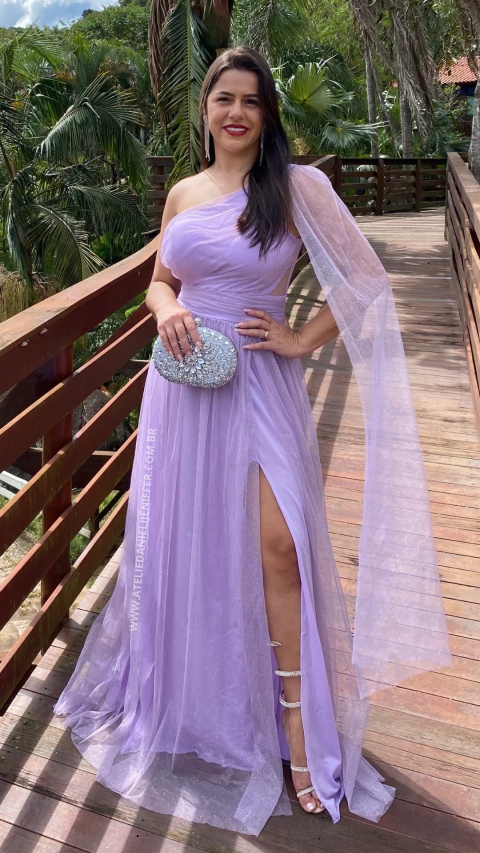 vestido lavanda madrinha rodado