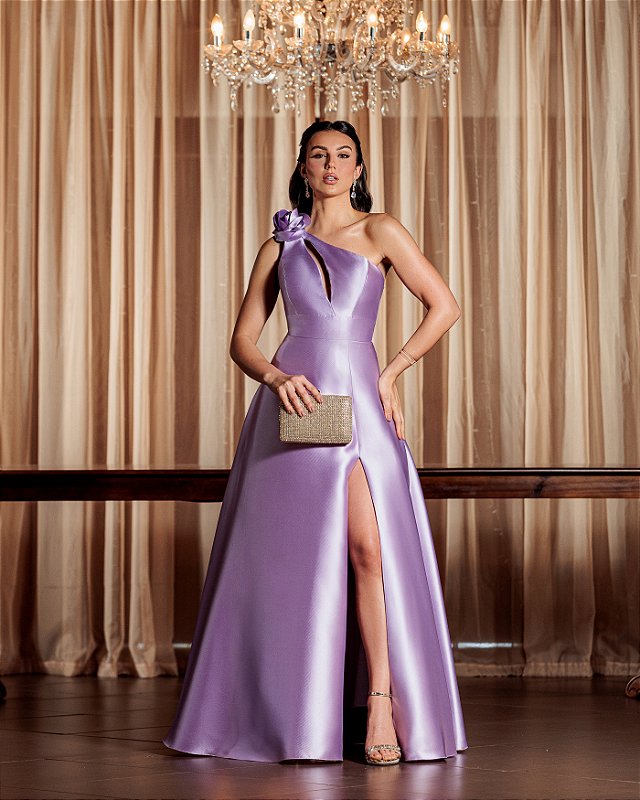 vestido lavanda madrinha tecido crepe