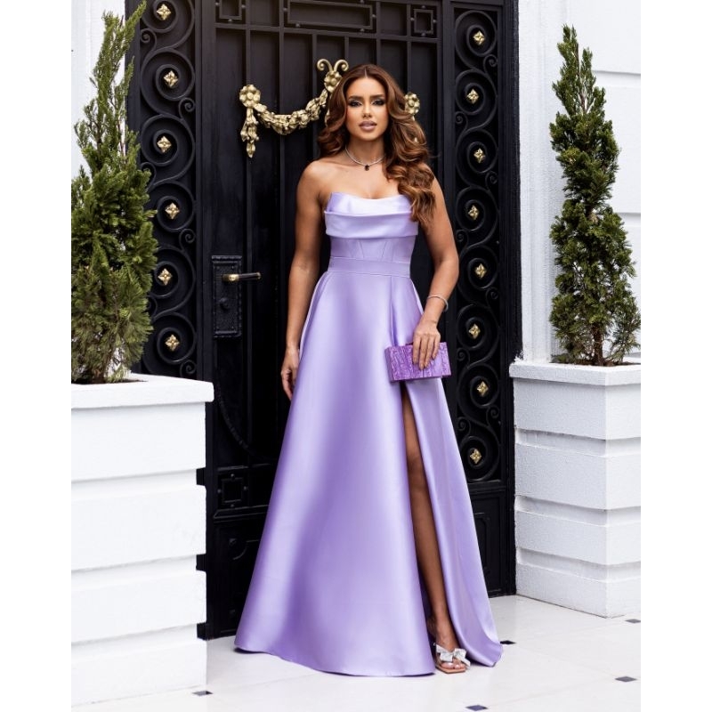 vestido lavanda madrinha com manga
