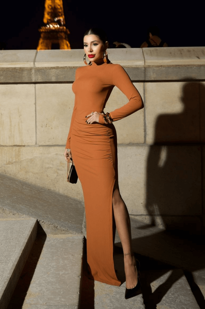 vestido longo manga comprida casual