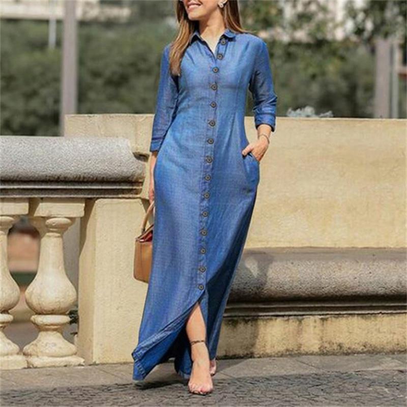 vestido longo manga comprida fluido
