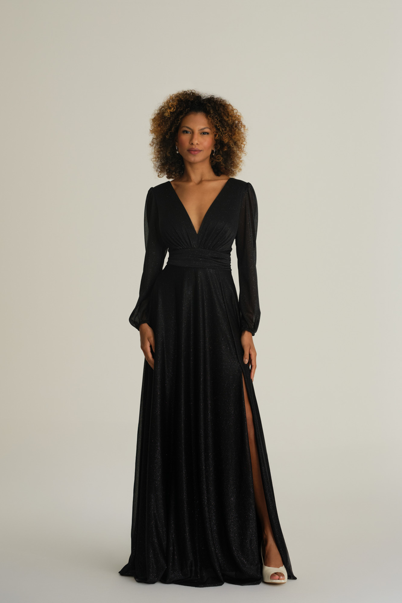 vestido longo manga comprida inverno