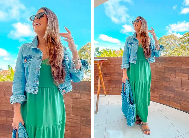 looks com vestido longo verde esmeralda