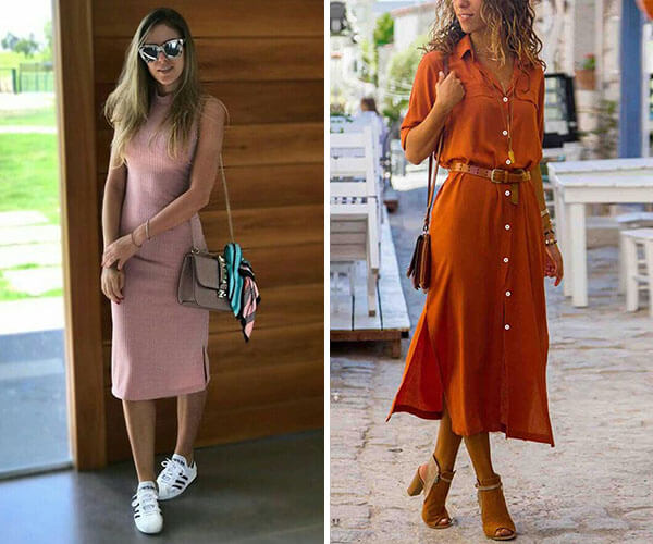vestido midi com babados