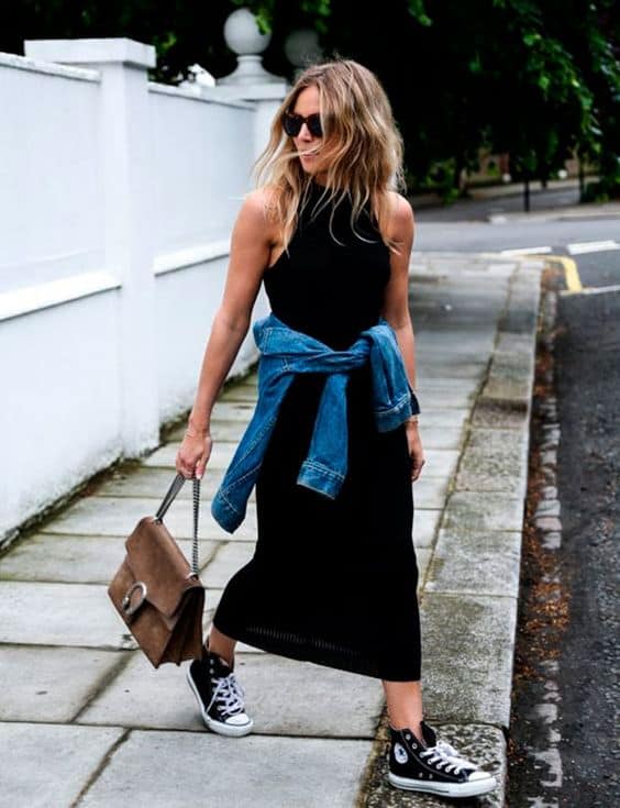 vestido midi preto elegante