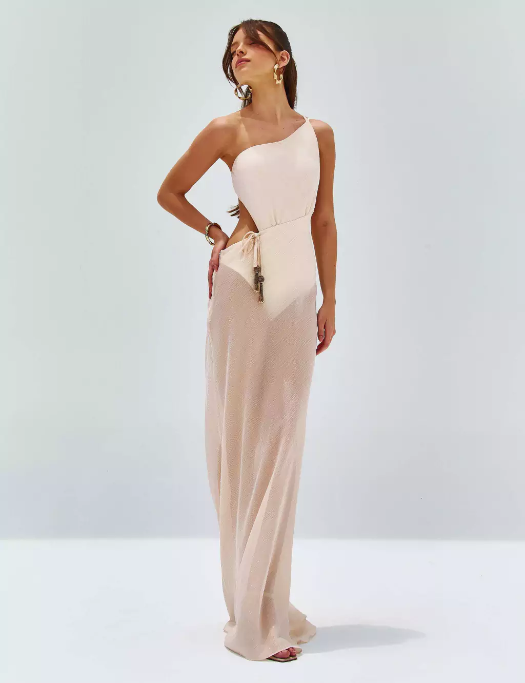 vestido off white longo sem mangas