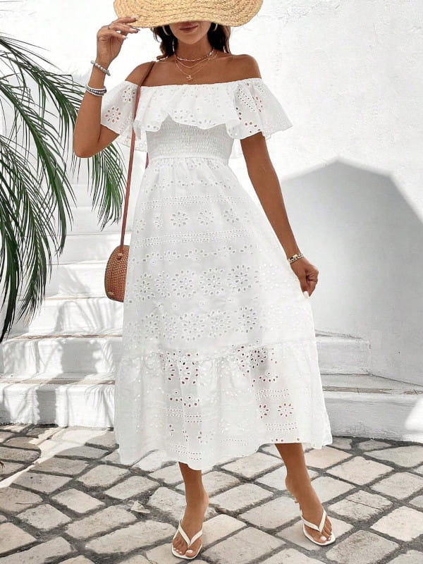 vestido off white longo para festa junina