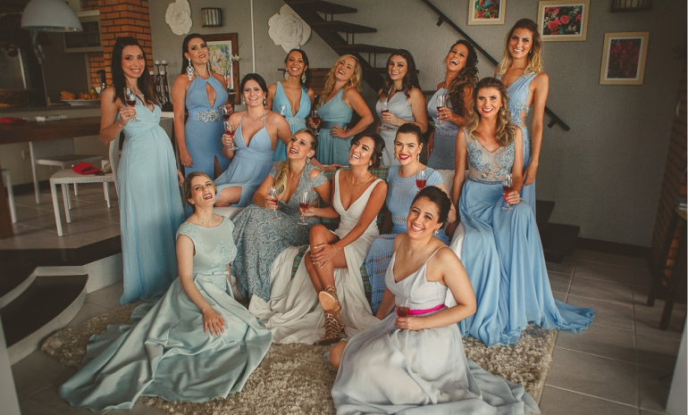 vestido azul para madrinha casamento de dia