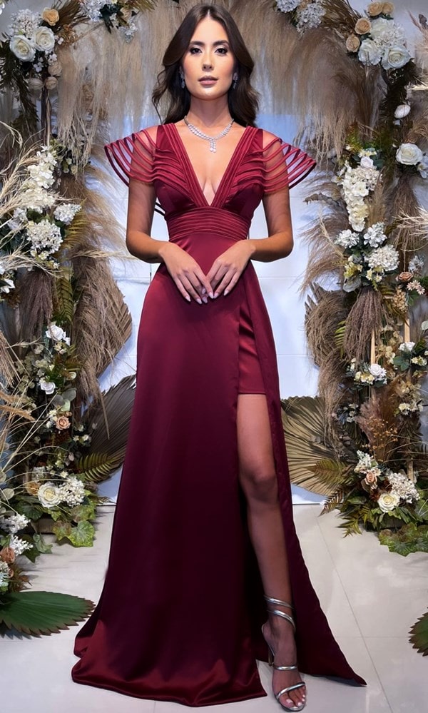 inspiração vestido madrinha casamento marsala