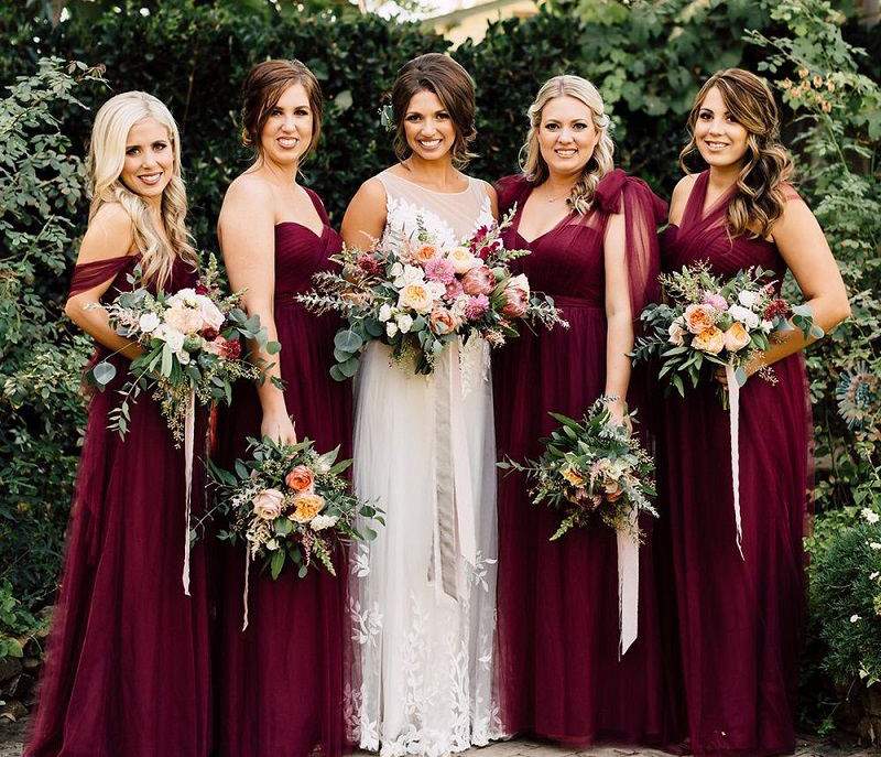 vestido para madrinha marsala