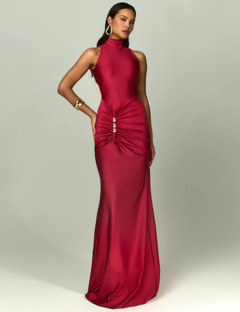 vestido para madrinha marsala