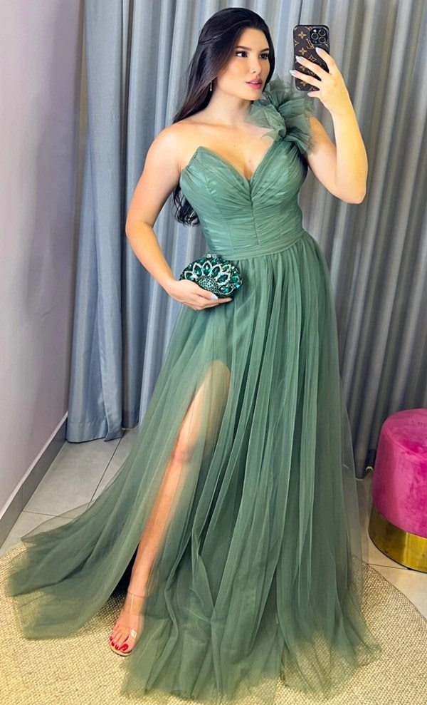 vestido para madrinha verde oliva
