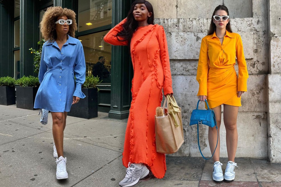 vestido com tênis plataforma