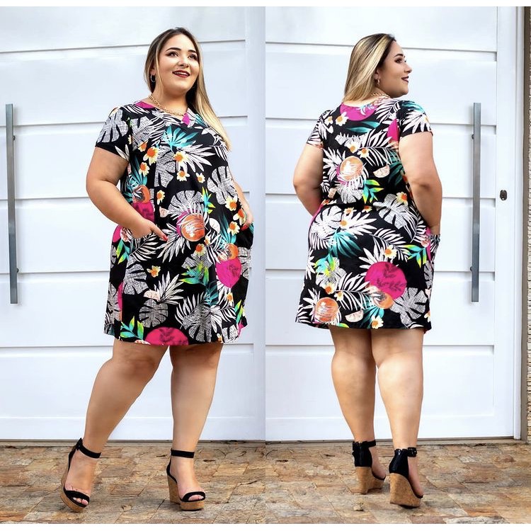 vestido plus size ombros vazados