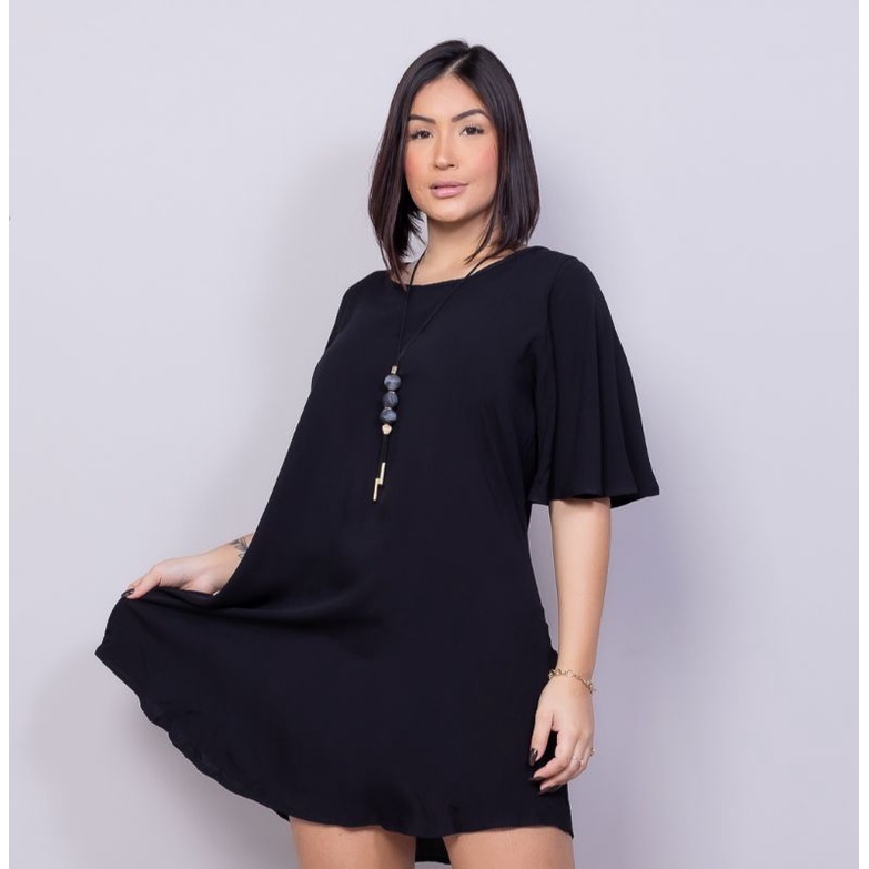vestido preto com alças finas