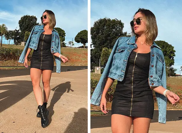 vestido preto de tricô