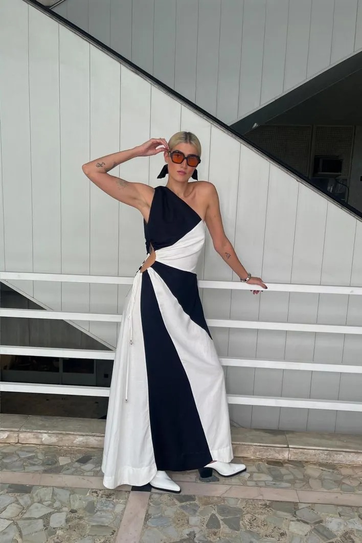 vestido preto e branco farm looks