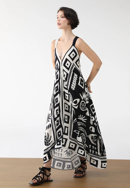 vestido preto e branco farm looks