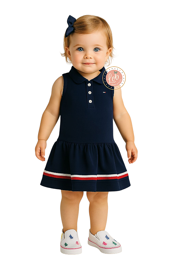 Vestido infantil Tommy Hilfiger com bordado floral