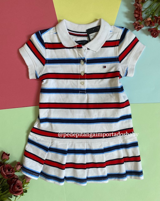 Vestido infantil Tommy Hilfiger com bordado floral