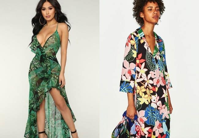 vestido tropical curto