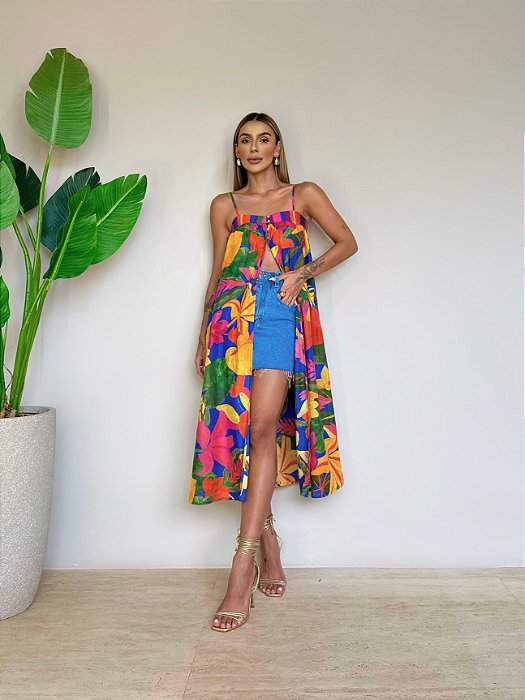 vestido tropical longo