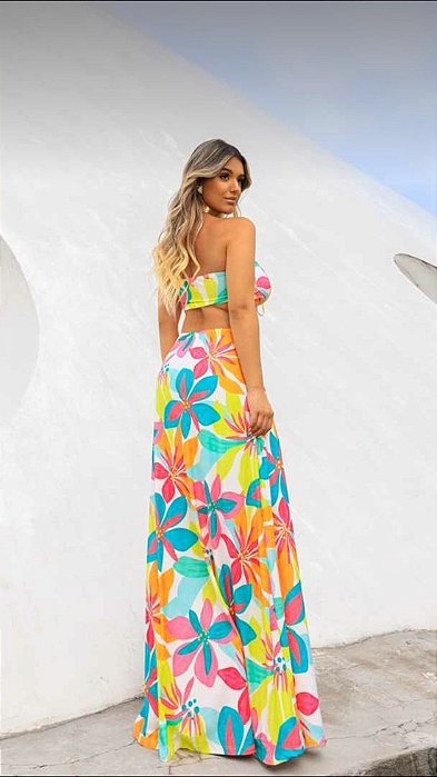 vestido tropical casual