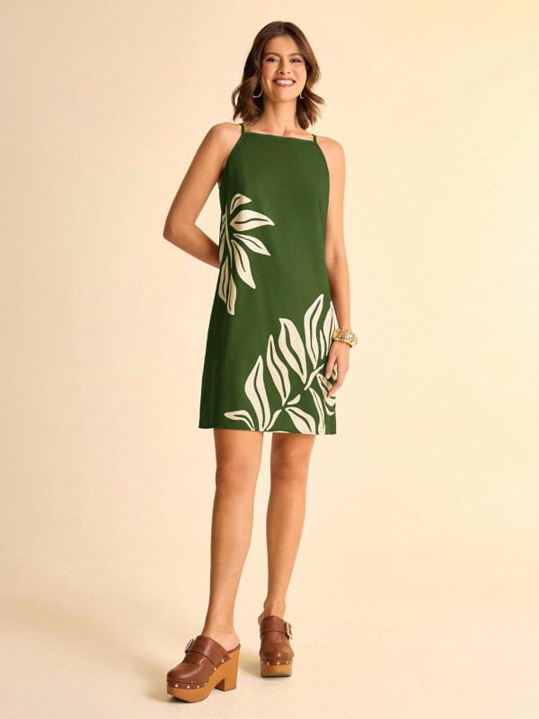 vestido tropical com fenda