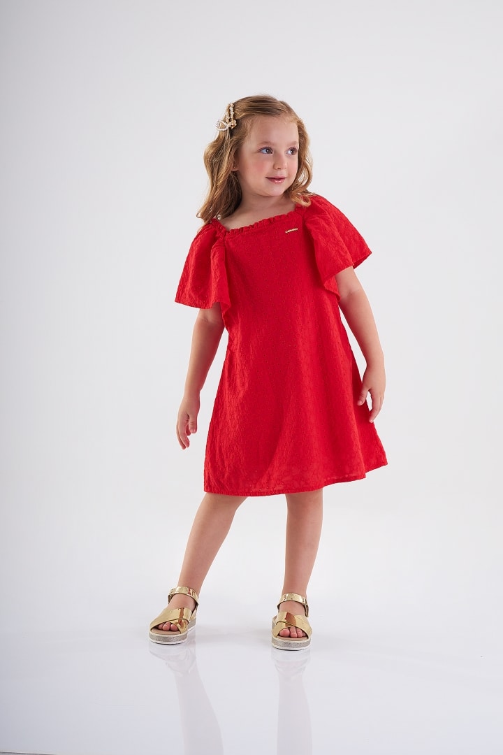 vestido vermelho infantil com laço